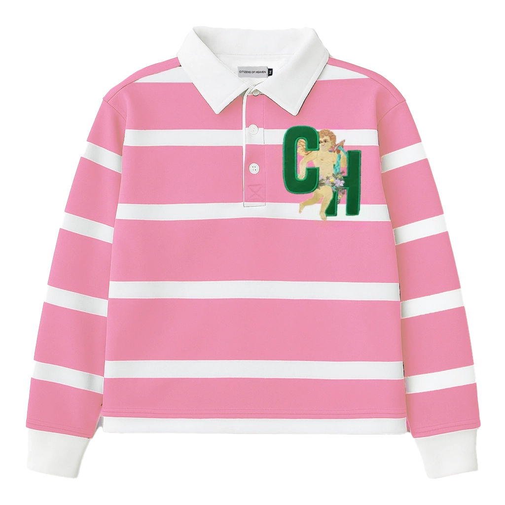 Saints and Sinners Cropped Rugby Shirt- Vivid Pink