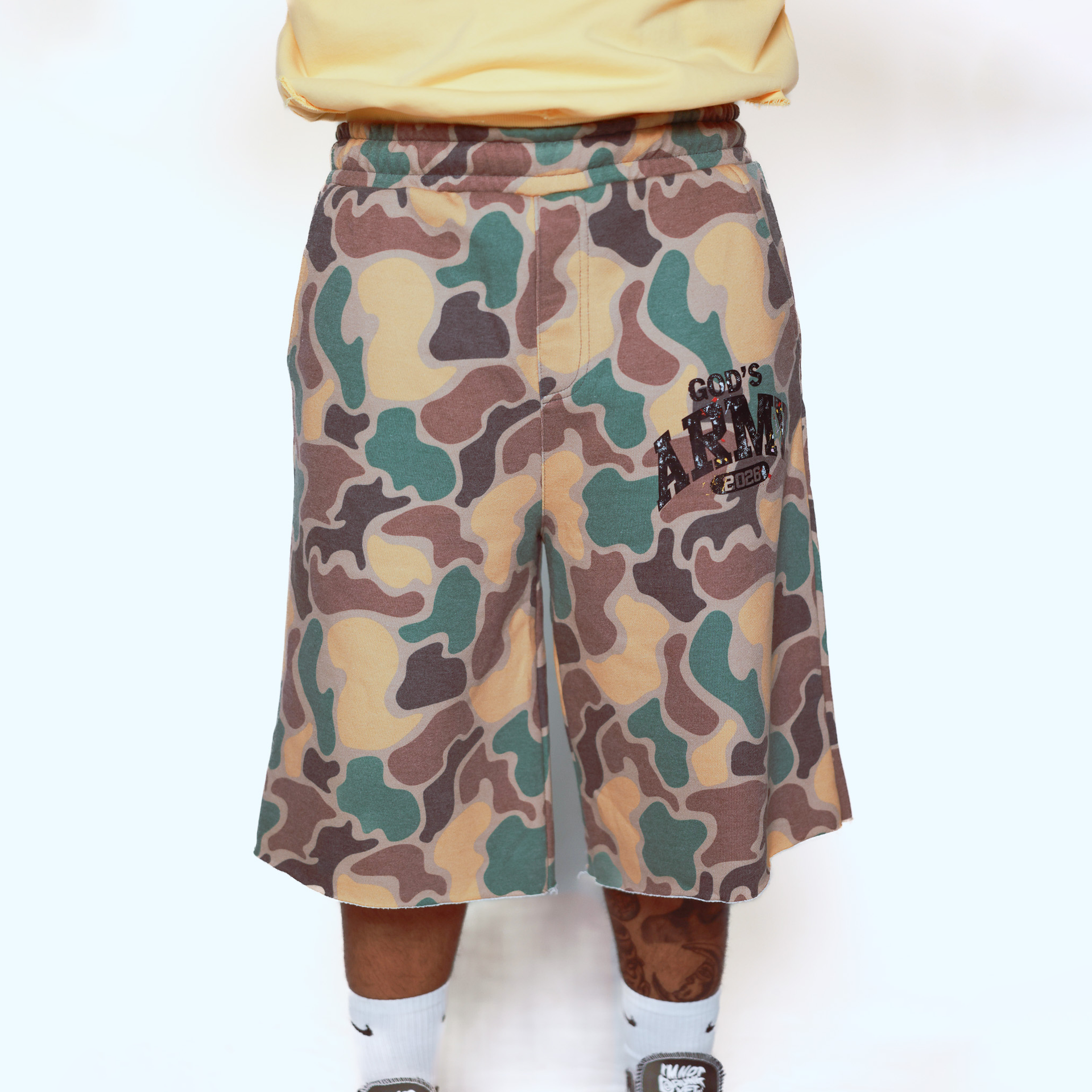 God's Army Baggy Raw Edge Short- Desert Camo
