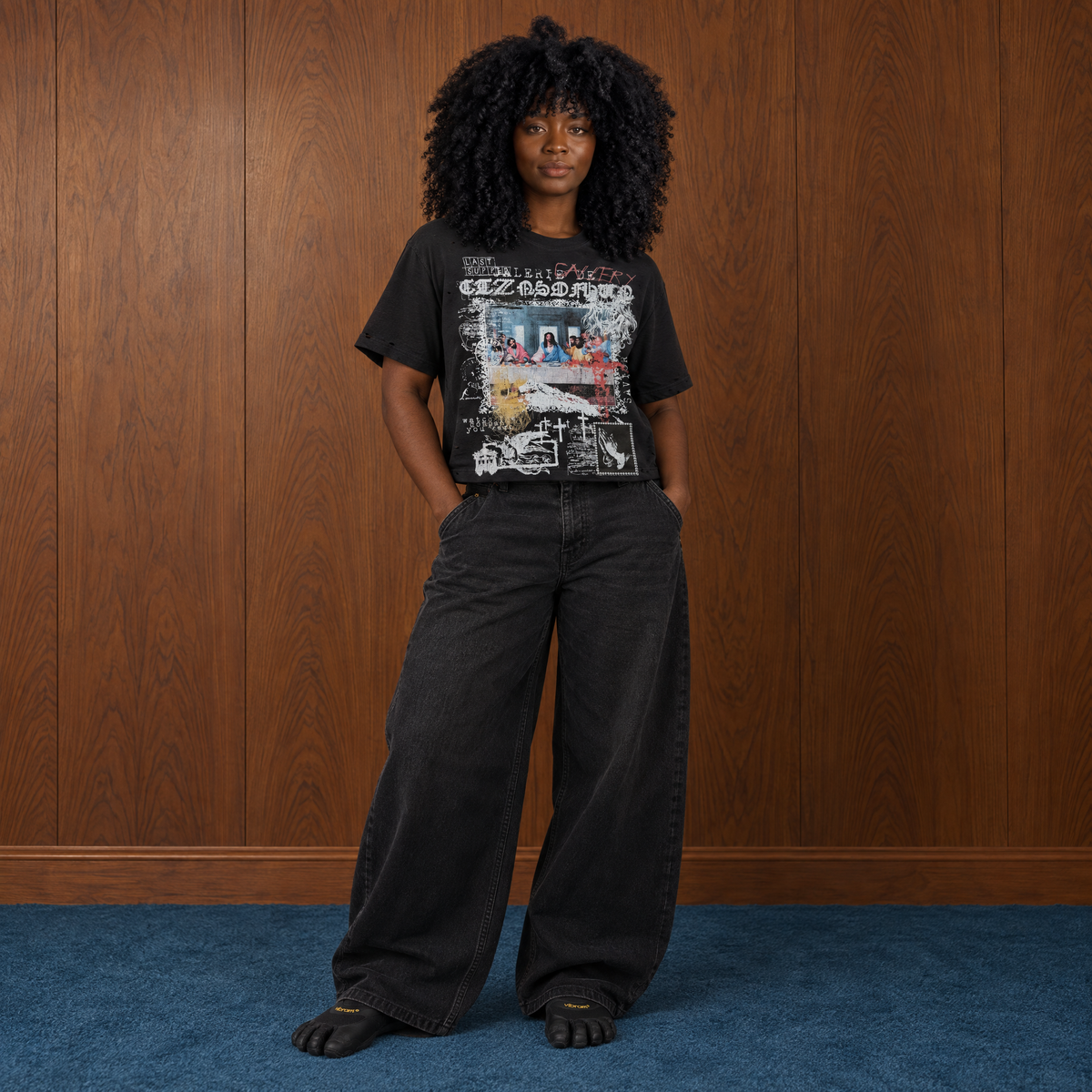 Last Supper Gallery Tee-Black Distressed