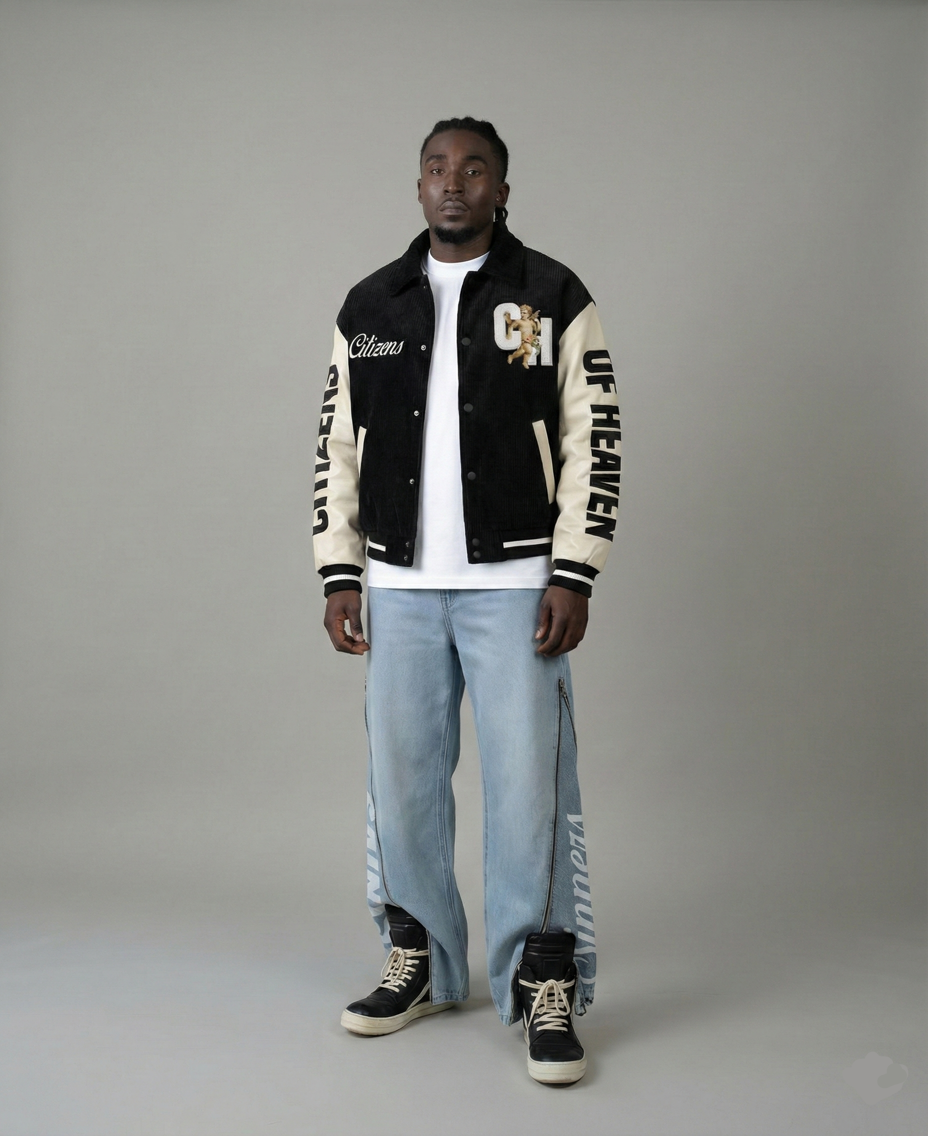 Saints x Sinners Letterman Coat- Black