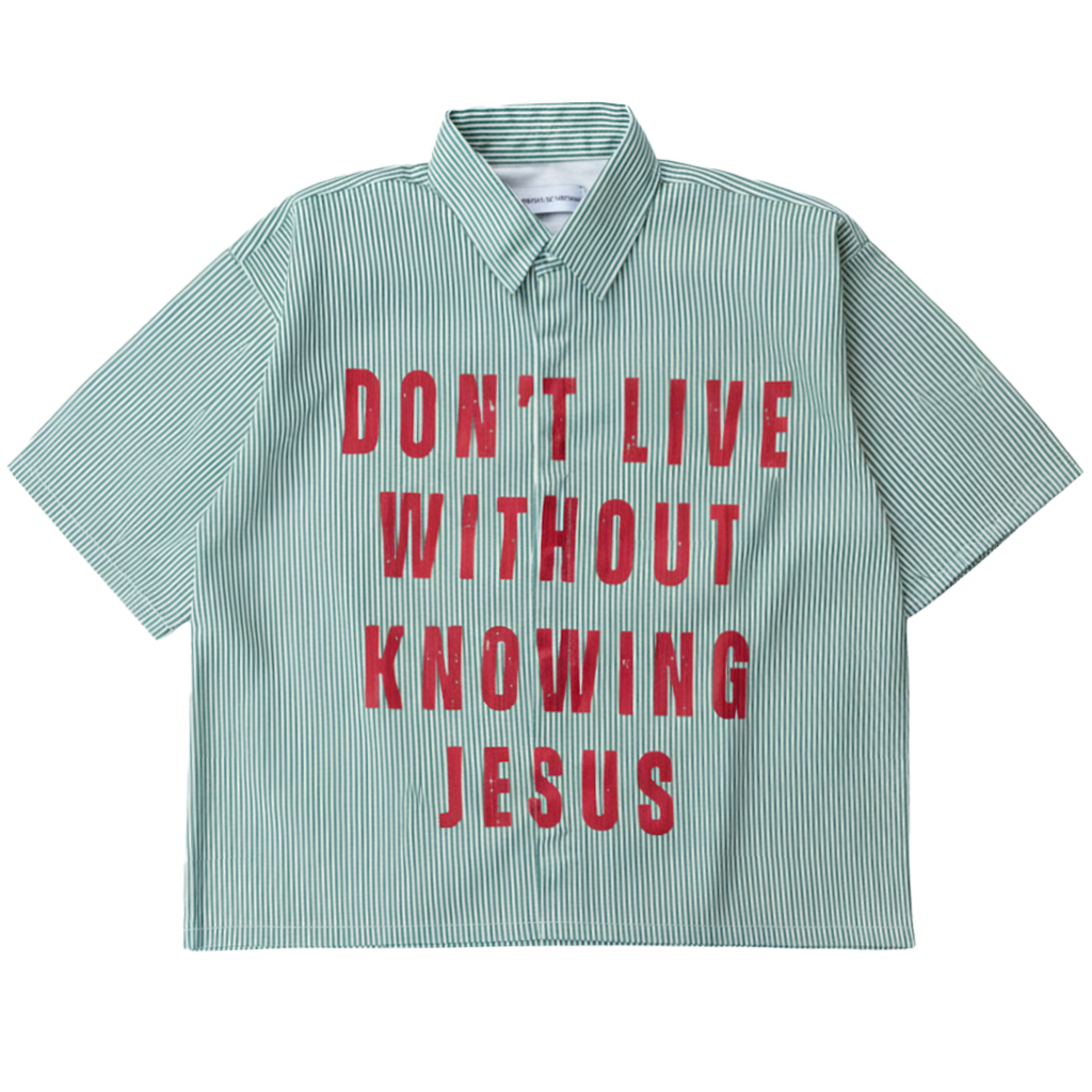 Know Jesus Cropped Boxy Striped S/S Shirt- Green/Red