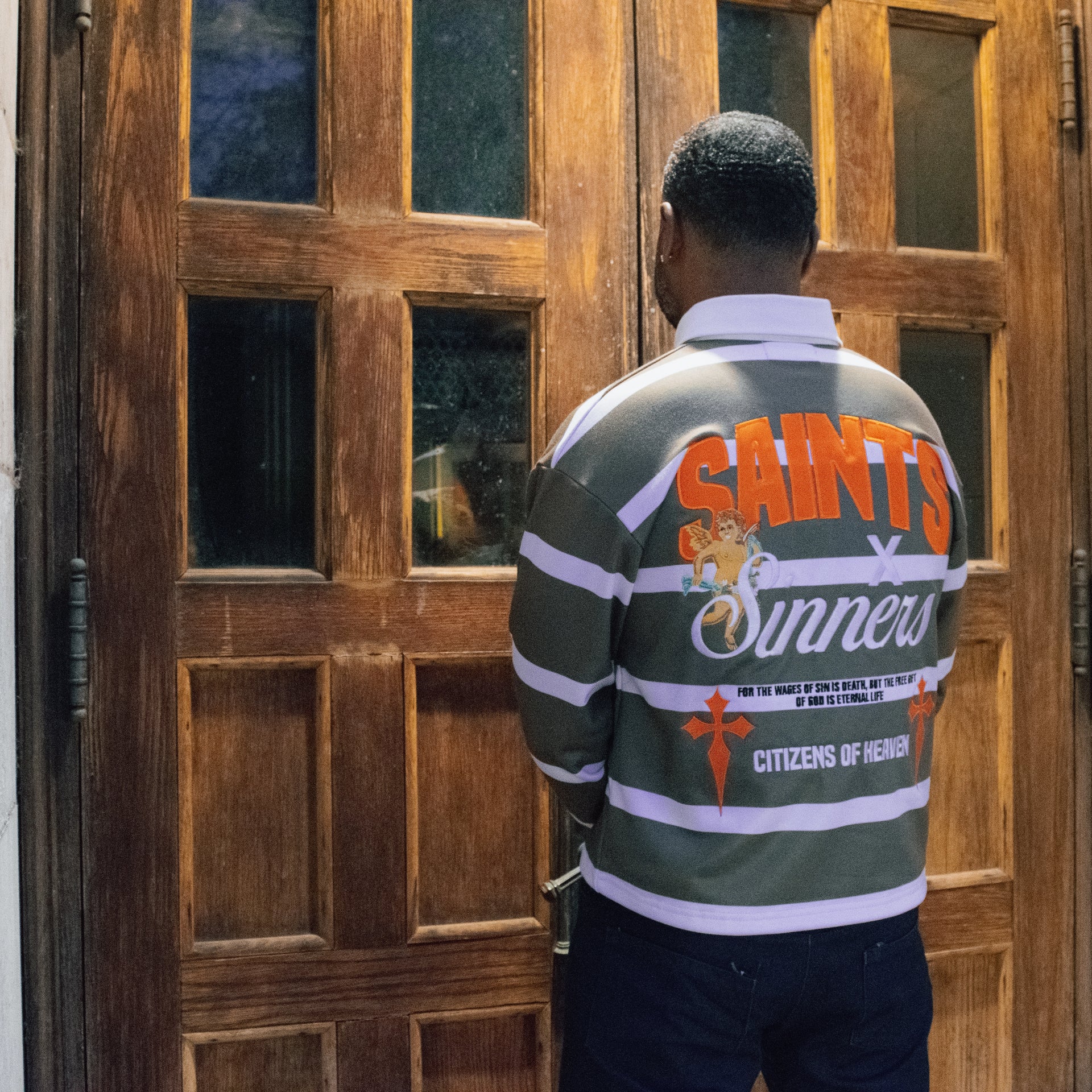 Saints and Sinners Cropped Rugby Shirt- Olive