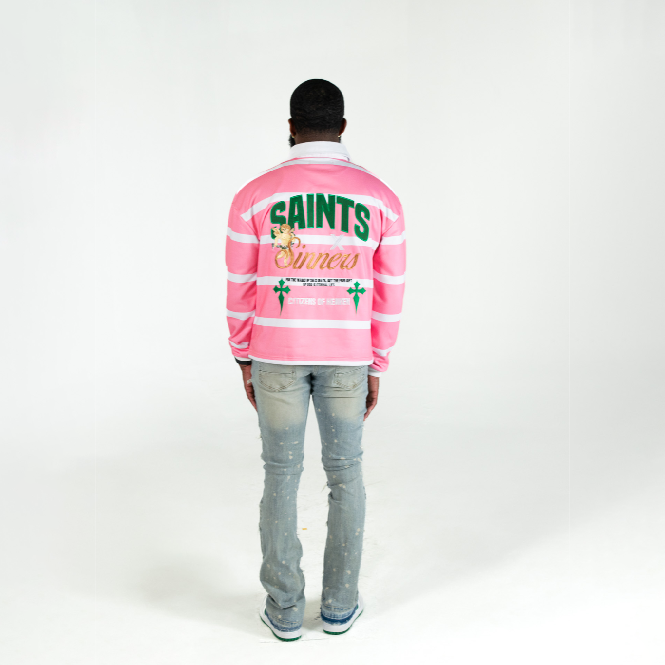 Saints and Sinners Cropped Rugby Shirt- Vivid Pink