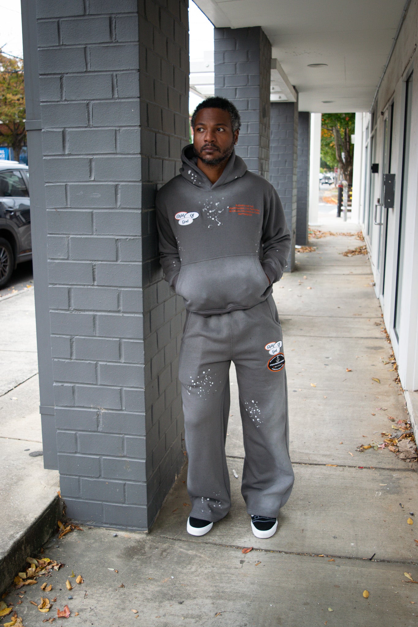Peacemakers Paint Splatter Relaxed Fit Sweatsuit- Gray