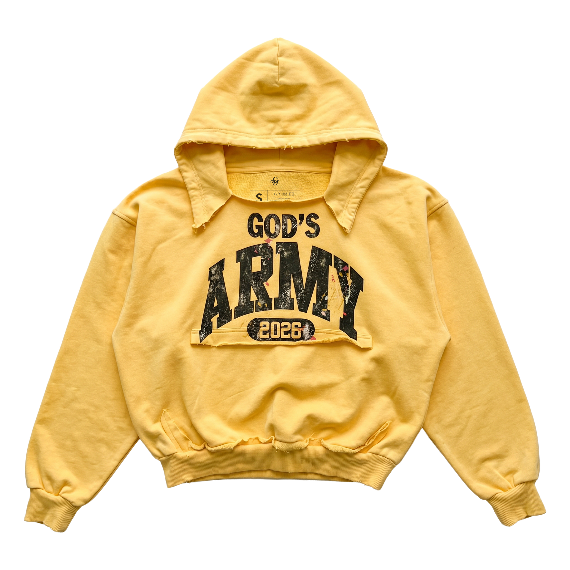 God's Army Worn Hoodie- Maize