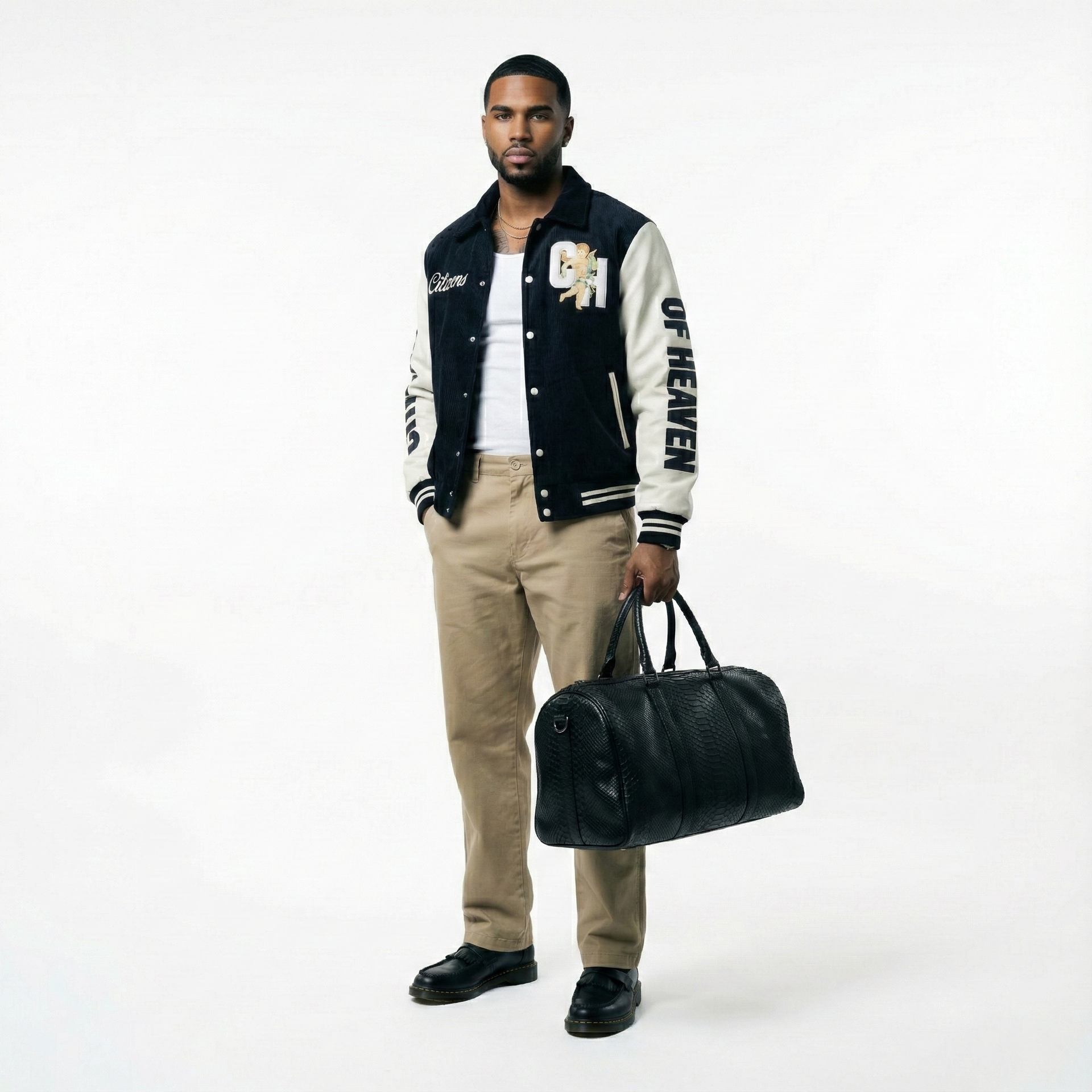 Saints x Sinners Letterman Coat- Black