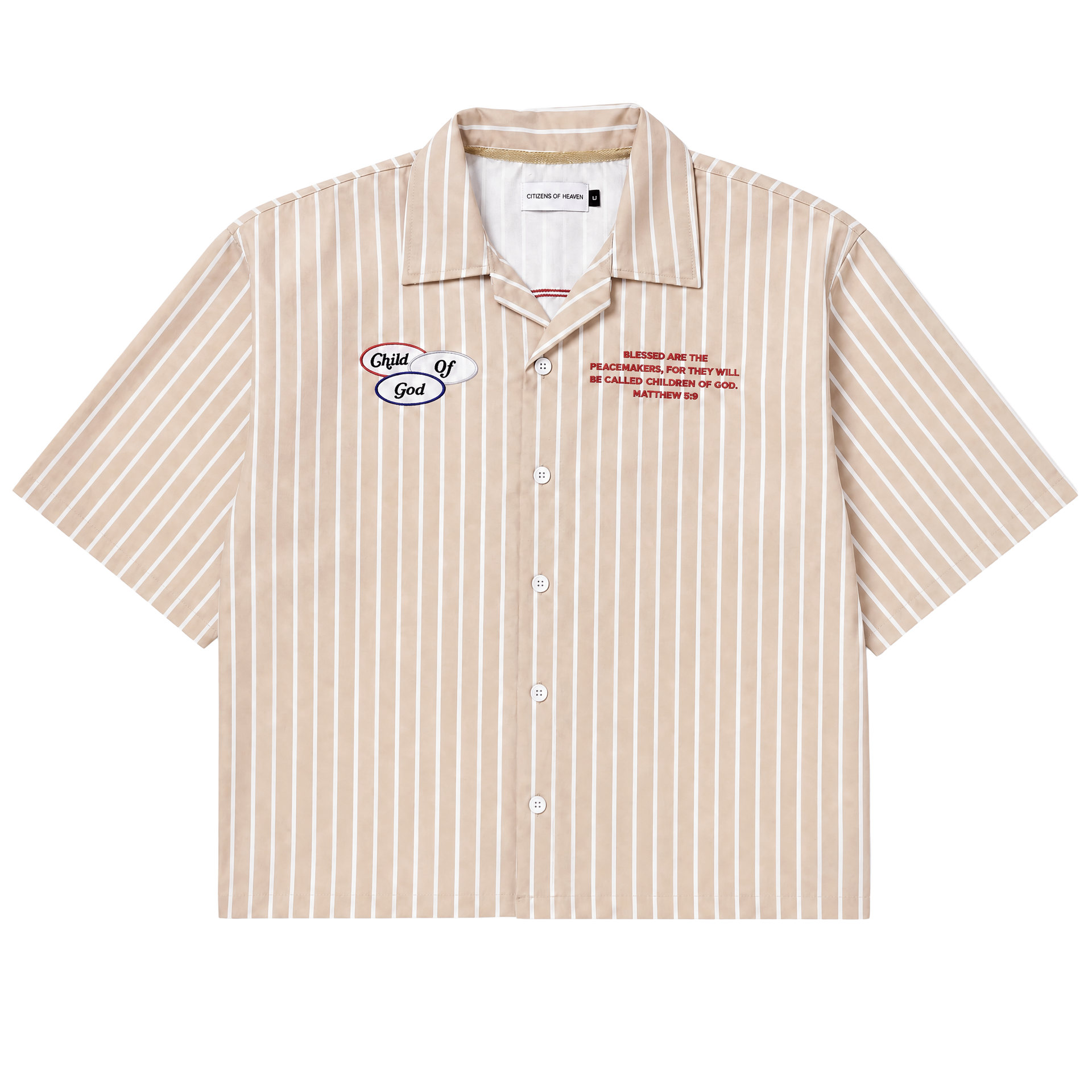 Peacemakers Camp Shirt- Tan Pinstripe