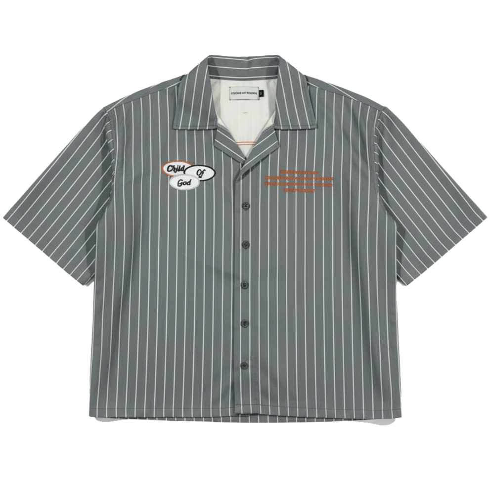 Peacemakers Bowling Shirt- Gray Pinstripe