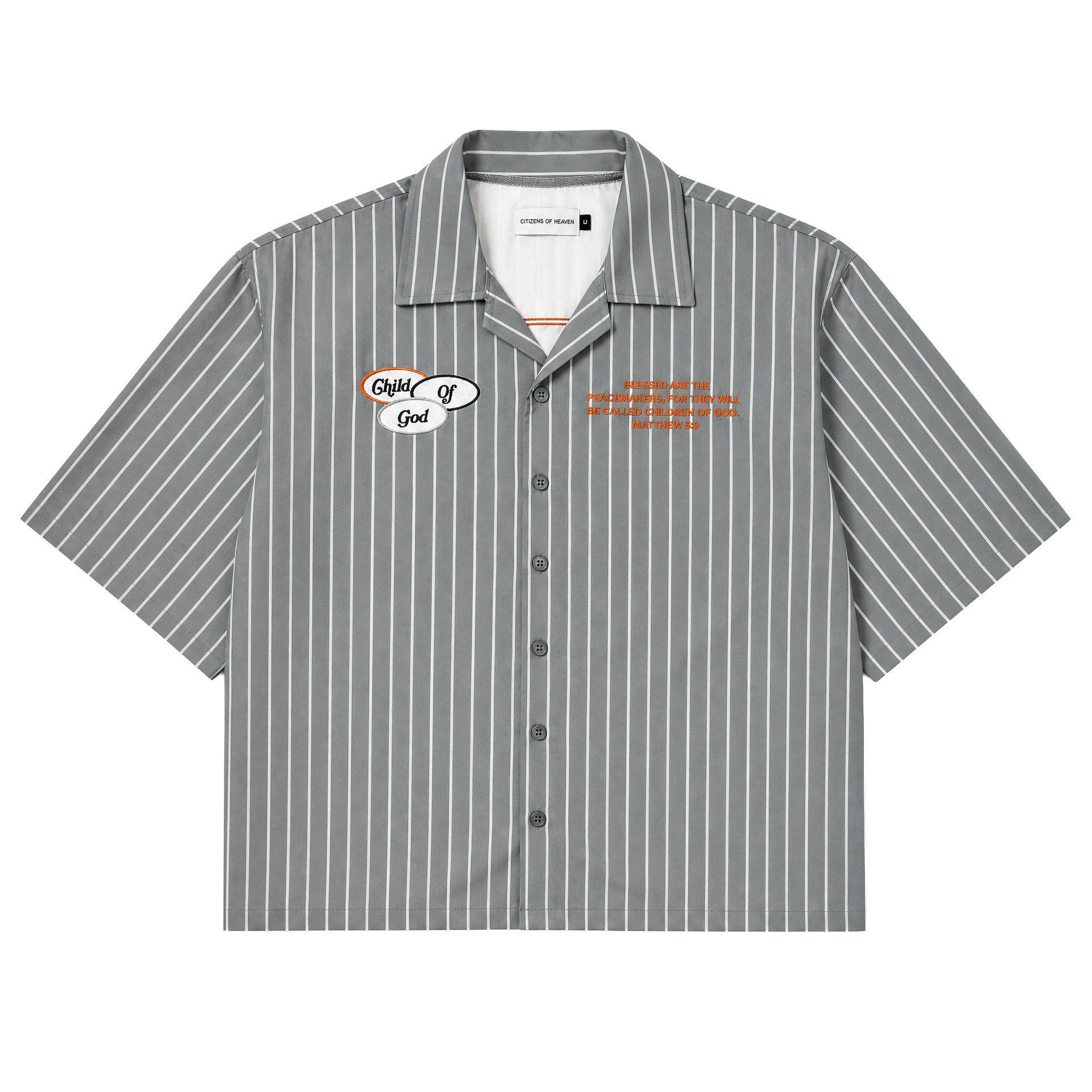Peacemakers Camp Shirt- Gray Pinstripe