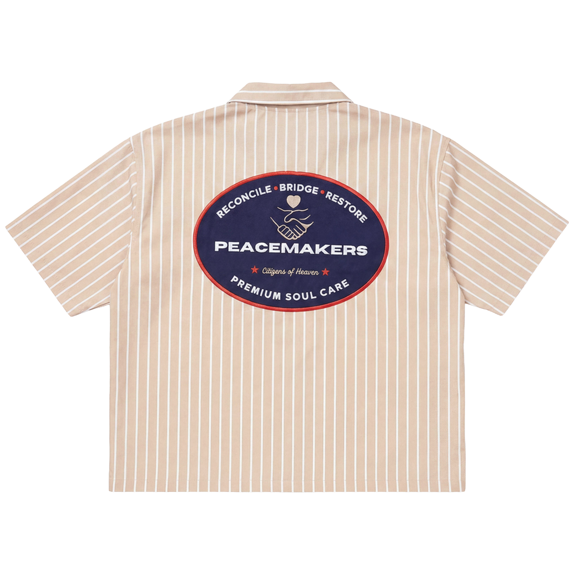 Peacemakers Camp Shirt- Tan Pinstripe