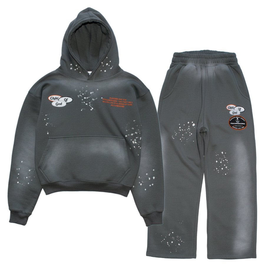 Peacemakers Paint Splatter Relaxed Fit Sweatsuit- Gray