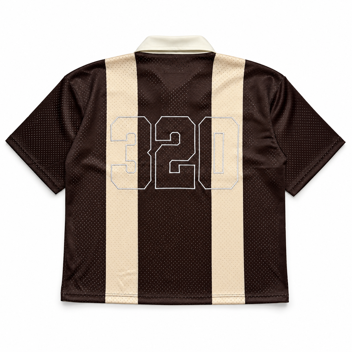 Citizens of Heaven Striped Mesh Polo Jersey – Chocolate Brown / Cream