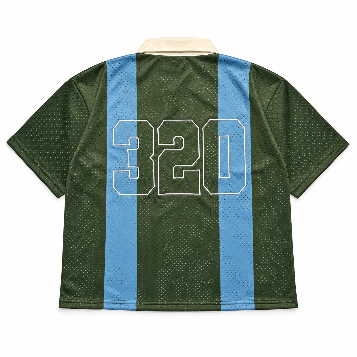 Citizens of Heaven Striped Mesh Polo Jersey – Olive / Sky Blue