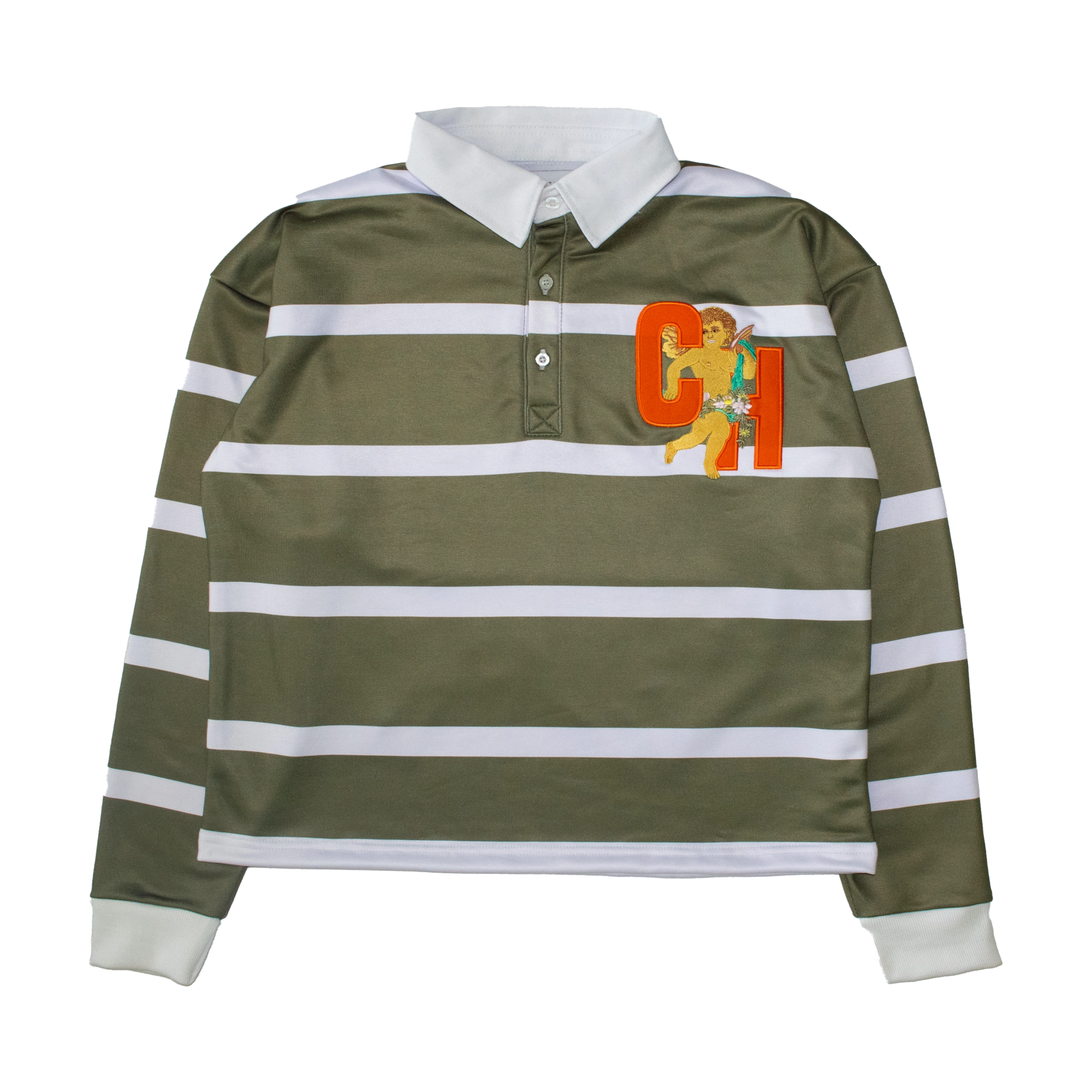 Saints and Sinners Cropped Rugby Shirt- Olive