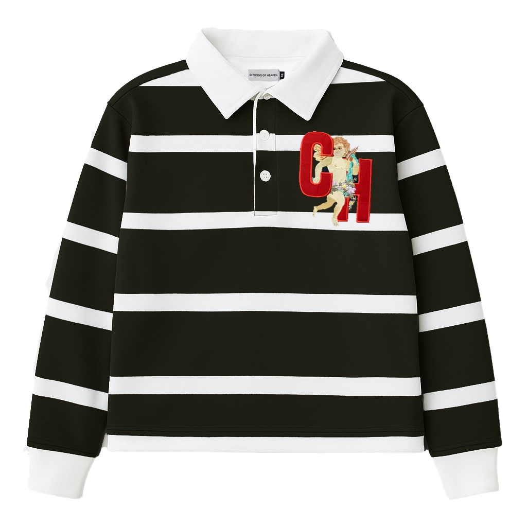 Saints and Sinners Cropped Rugby Shirt- Washed Black