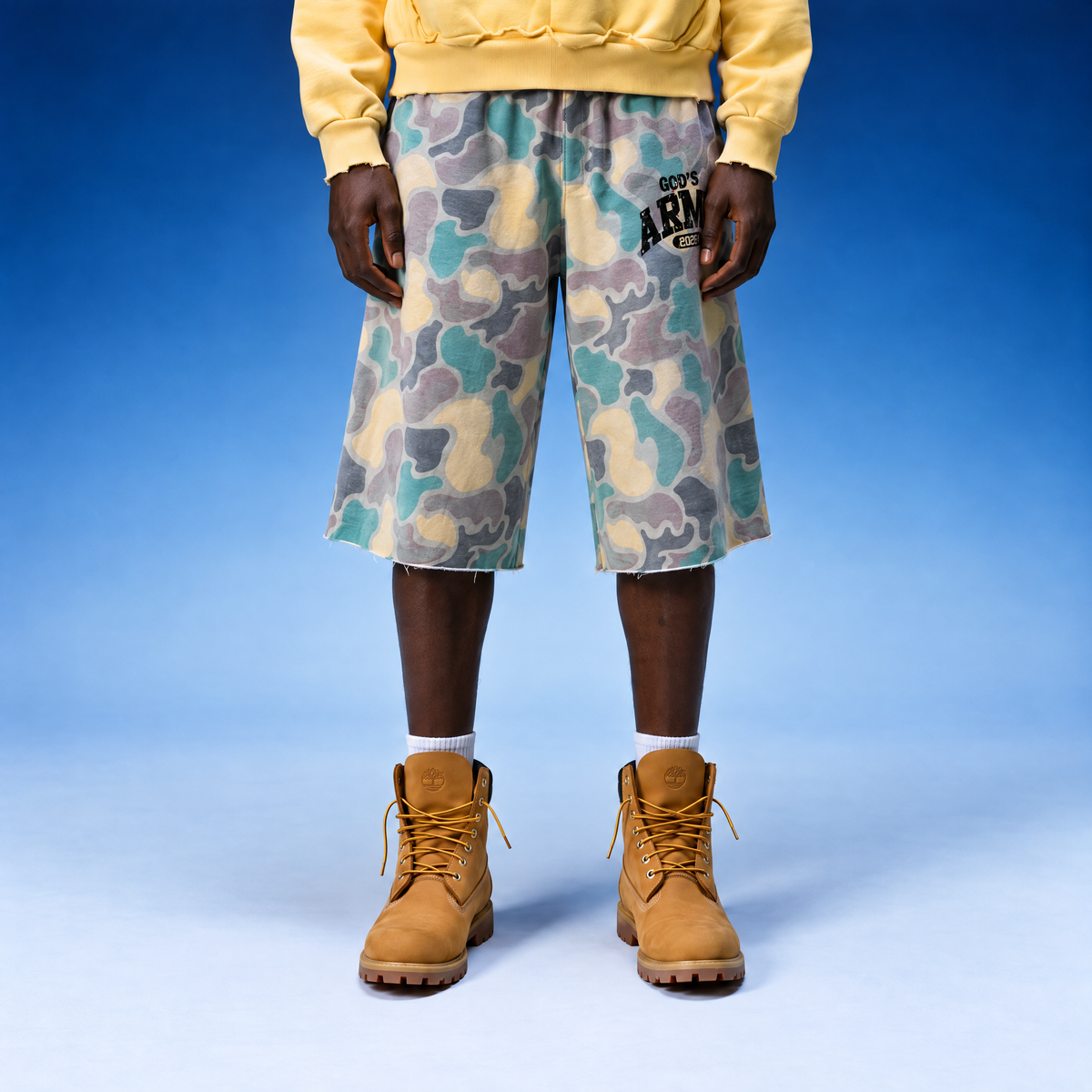 God's Army Baggy Raw Edge Short- Desert Camo